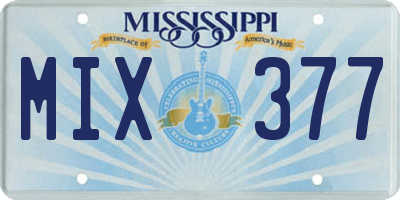 MS license plate MIX377
