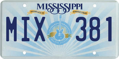 MS license plate MIX381