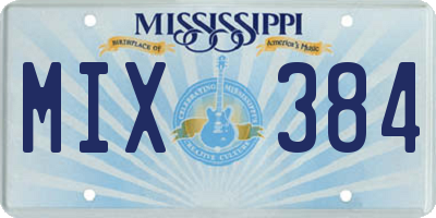 MS license plate MIX384
