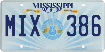 MS license plate MIX386