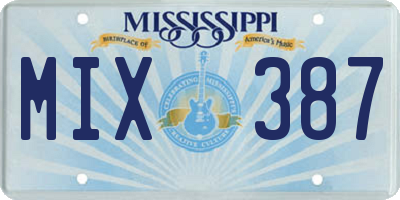 MS license plate MIX387