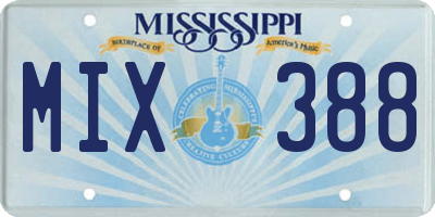 MS license plate MIX388