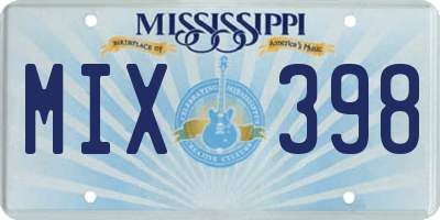 MS license plate MIX398