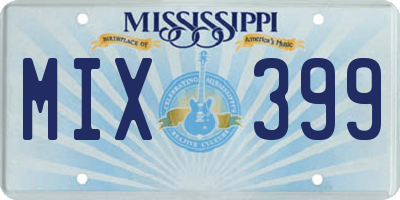 MS license plate MIX399