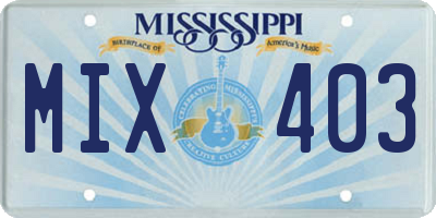 MS license plate MIX403