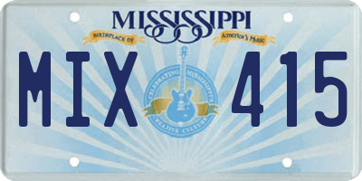 MS license plate MIX415