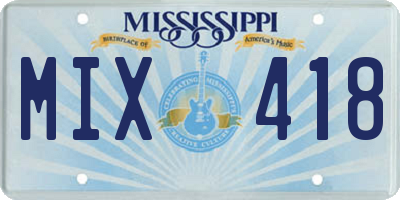MS license plate MIX418