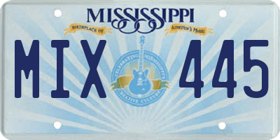 MS license plate MIX445