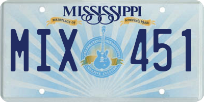 MS license plate MIX451