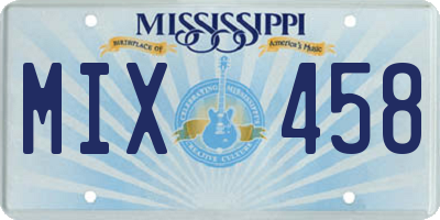 MS license plate MIX458