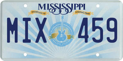 MS license plate MIX459