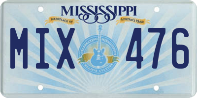 MS license plate MIX476