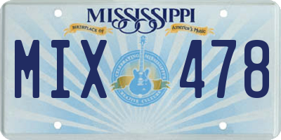 MS license plate MIX478