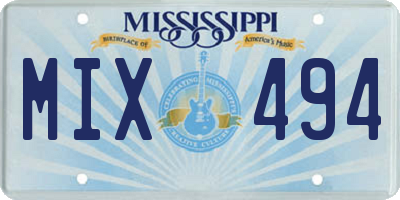 MS license plate MIX494