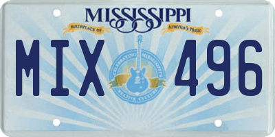 MS license plate MIX496