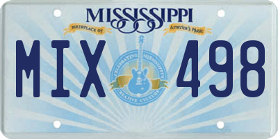 MS license plate MIX498