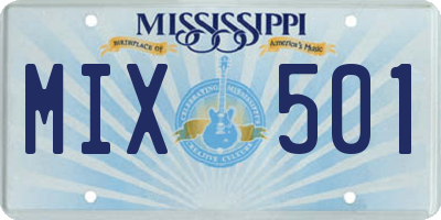 MS license plate MIX501