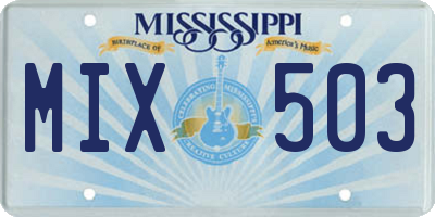 MS license plate MIX503