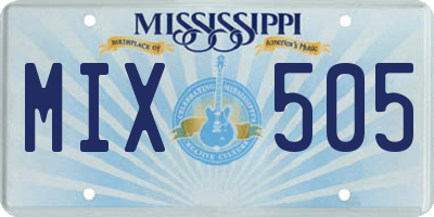 MS license plate MIX505