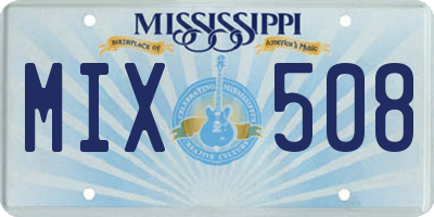 MS license plate MIX508