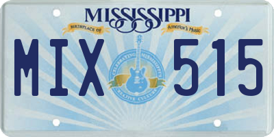 MS license plate MIX515