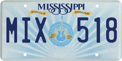 MS license plate MIX518