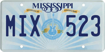 MS license plate MIX523