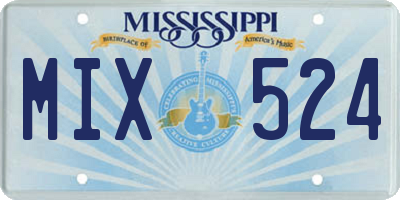 MS license plate MIX524