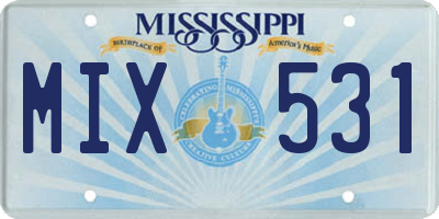 MS license plate MIX531