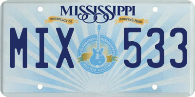 MS license plate MIX533