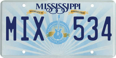 MS license plate MIX534
