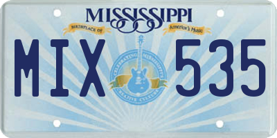 MS license plate MIX535