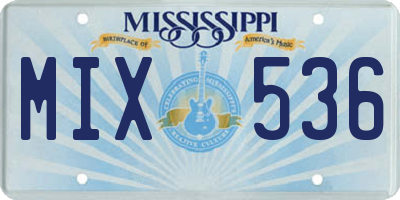 MS license plate MIX536
