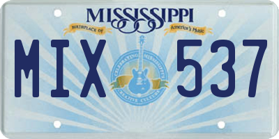 MS license plate MIX537