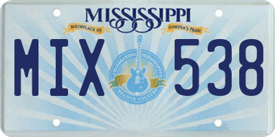 MS license plate MIX538