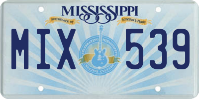 MS license plate MIX539
