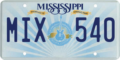 MS license plate MIX540