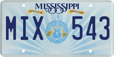 MS license plate MIX543