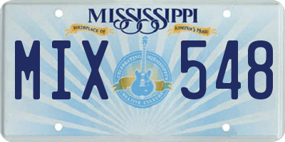 MS license plate MIX548