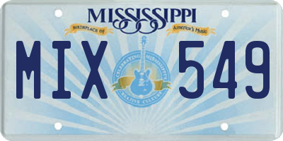 MS license plate MIX549