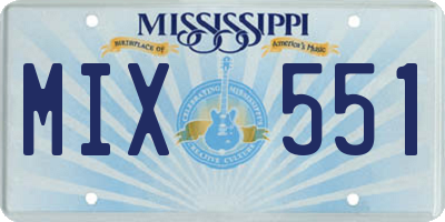 MS license plate MIX551