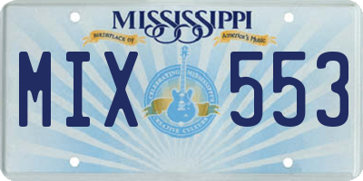 MS license plate MIX553