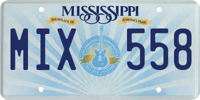 MS license plate MIX558