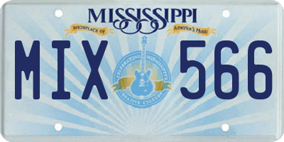 MS license plate MIX566