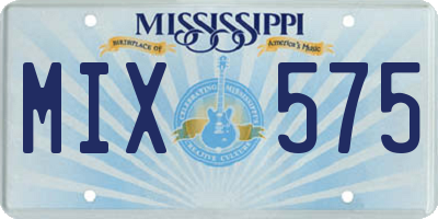MS license plate MIX575