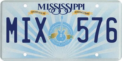 MS license plate MIX576