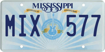 MS license plate MIX577