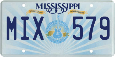 MS license plate MIX579