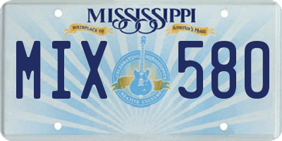 MS license plate MIX580