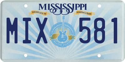 MS license plate MIX581